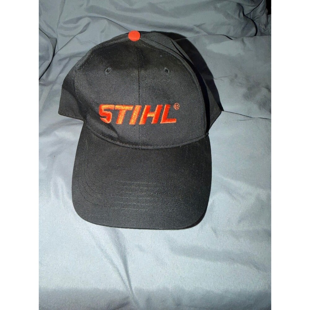 STIHL Outfitters Black Orange Logo Adjustable Baseball Cap Hat New Licensed